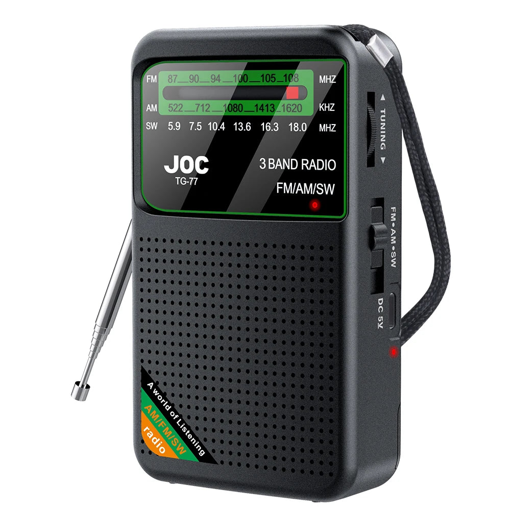 Portable Mini Full Band Radio FM AM SW Radio Built-in Speaker Emergency Pocket Radio for Indoor Outdoor Walk Jogging Gym Camping