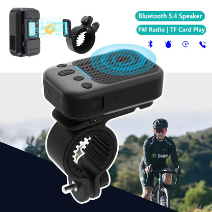 Mini Bike Wireless Speaker Bluetooth 5.4 Portable FM Radio IPX7 Waterproof Shockproof Oudtoor Collar-clip Speaker TF Card Play