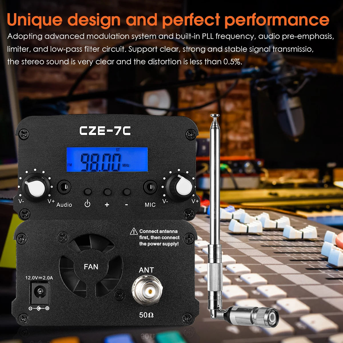 Nobsound 1W/7W Wireless FM Transmitter Broadcast Radio Station Audio-Sender for Church