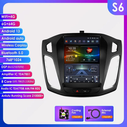 9.7"Carplay Android 13 Autoradio for Ford Focus 3 MK 3 2011-2019 Auto Multimedia player car intelligent systems radio GPS Stereo