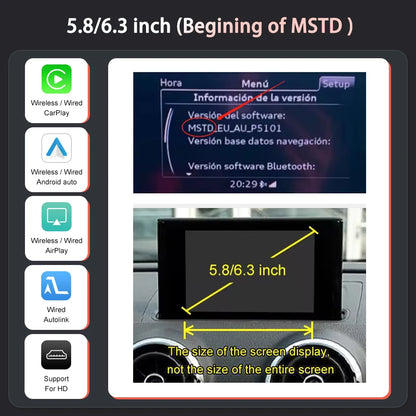 Road Top Wireless CarPlay Android Auto Decoder for Audi A3 2013-2018 with AirPlay Mirror Link Car Play Rear Camera BT Functions