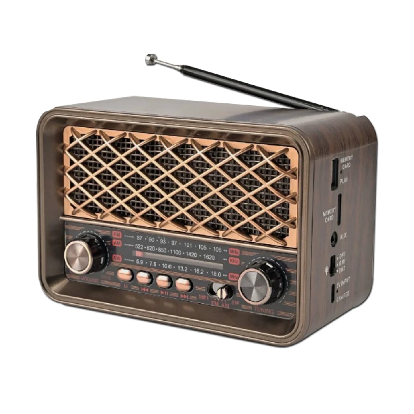 Portable Vintage Radio Classic Retro FM AM SW Full Band Radios Receiver Wireless Bluetooth Speaker Support LED Llight TF USB AUX