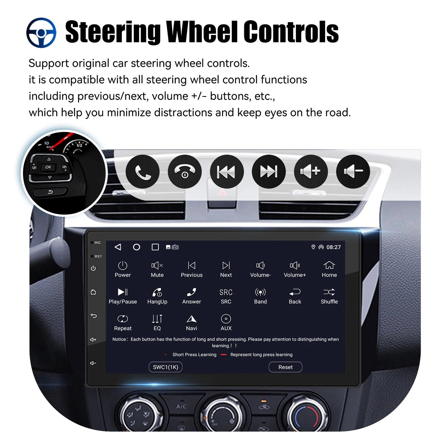 ESSGOO Android 15 Car Radio Wireless Carplay Auto 2 Din 7"/9"/10" GPS Navigator MP5 Player Glass Screen Wi-Fi FM BT Car Stereo