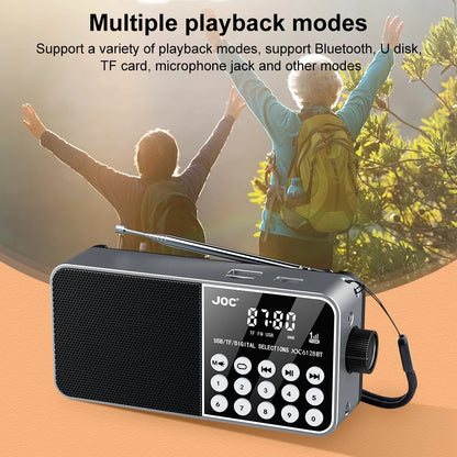 Mini Portable Radio Bluetooth-Compatible Broadcasting Player Radio LED Digital Display Stereo MP3 Player for Emergency Hurricane