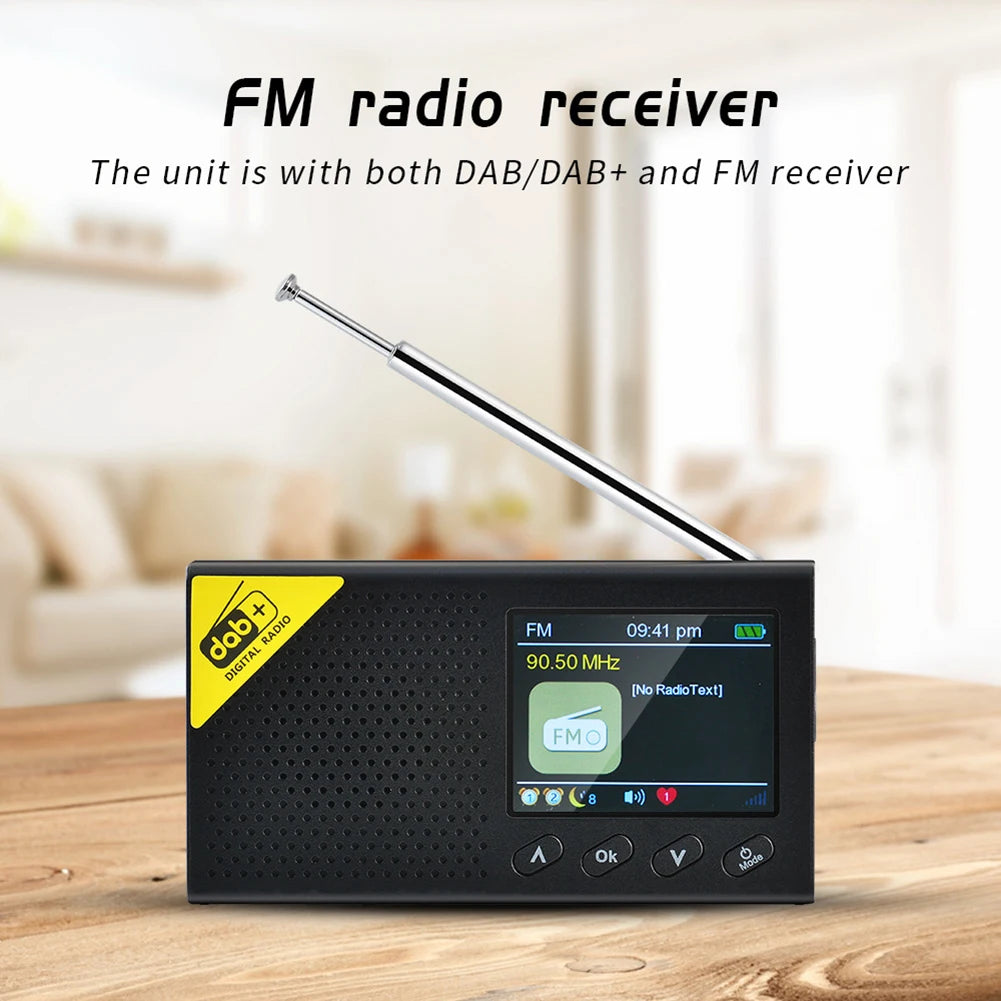 Portable Digital Radio Bluetooth-compatible 5.0 2.4 inch LCD Display DAB/FM Receiver Rechargeable Lightweight Home Radio