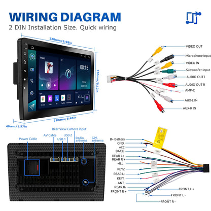ESSGOO Android 15 Car Radio Wireless Carplay Auto 2 Din 7"/9"/10" GPS Navigator MP5 Player Glass Screen Wi-Fi FM BT Car Stereo