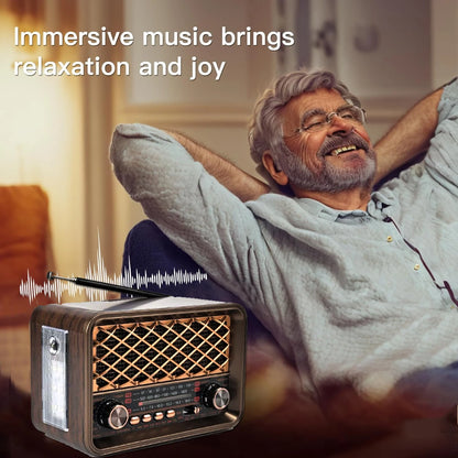 Portable Vintage Radio Classic Retro FM AM SW Full Band Radios Receiver Wireless Bluetooth Speaker Support LED Llight TF USB AUX