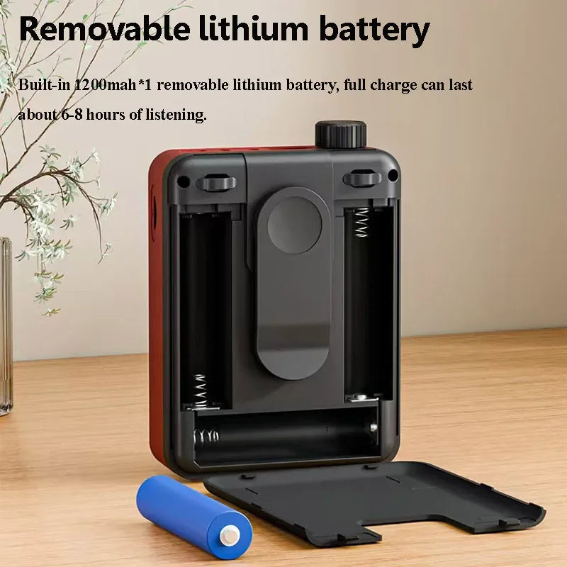 Mini Portable FM Radio Removable Rechargeable Battery Radios Receiver Bluetooth Speaker TF USB Music Player HD Voice Amplifier