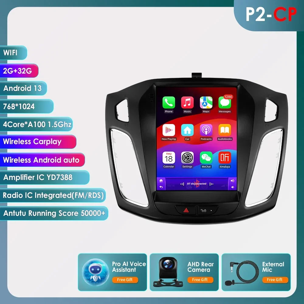 9.7"Carplay Android 13 Autoradio for Ford Focus 3 MK 3 2011-2019 Auto Multimedia player car intelligent systems radio GPS Stereo
