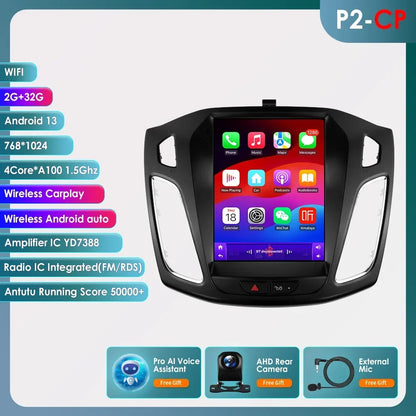 9.7"Carplay Android 13 Autoradio for Ford Focus 3 MK 3 2011-2019 Auto Multimedia player car intelligent systems radio GPS Stereo