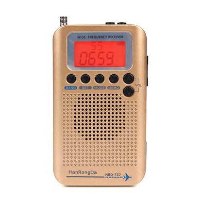 HanRongDa HRD-737 Portable Full Band Radio Aircraft Band Receiver FM/AM/SW/ CB/Air/VHF World Band with LCD Display Alarm Clock