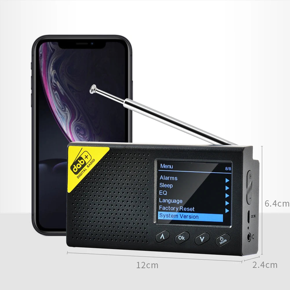 2.4 inch LCD Display Bluetooth-compatible 5.0 Digital Radio Stereo Multifunctional DAB FM Receiver Audio Broadcasting Player