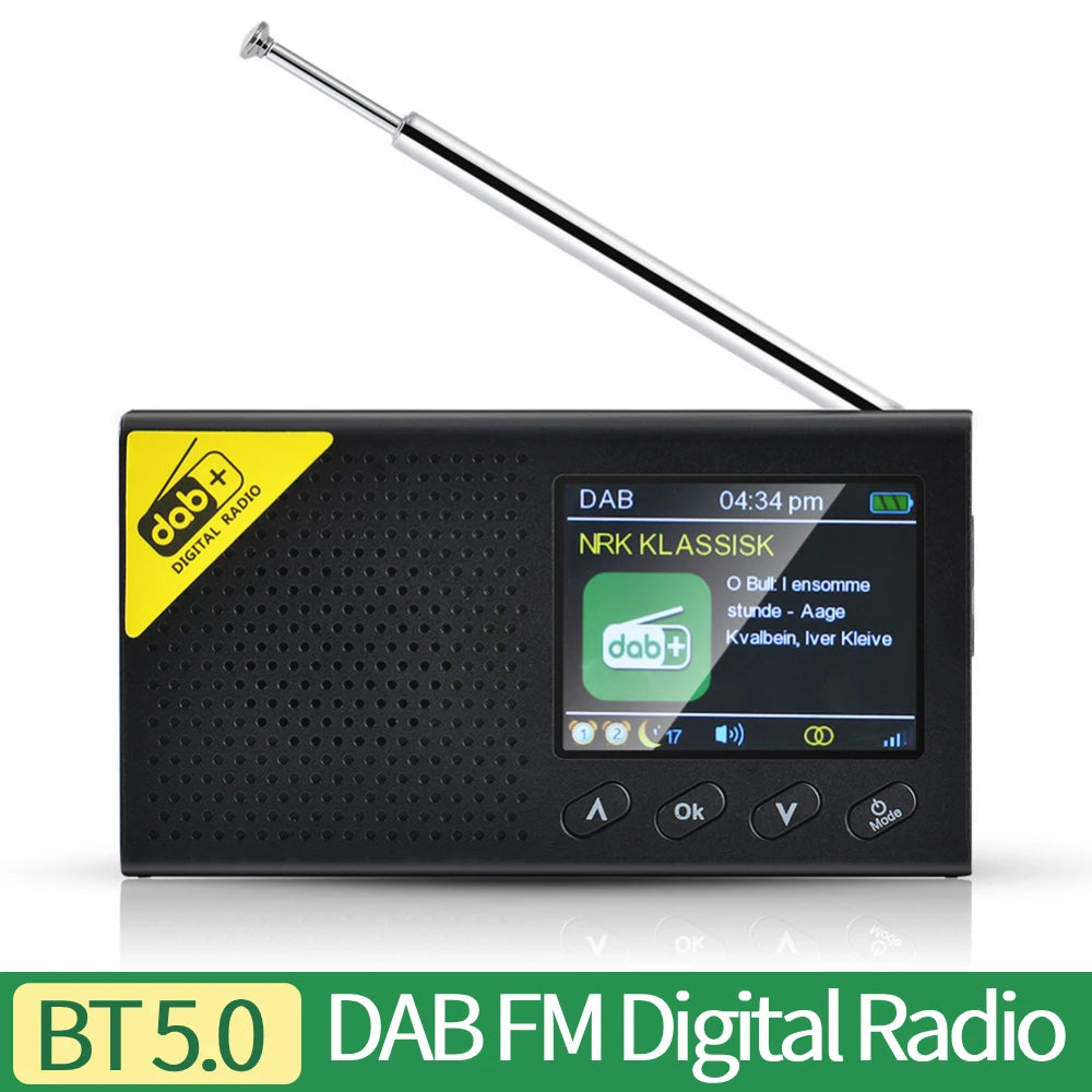 Portable Digital Radio Bluetooth-compatible 5.0 2.4 inch LCD Display DAB/FM Receiver Rechargeable Lightweight Home Radio