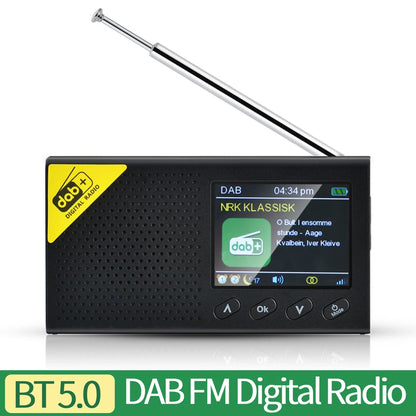 Portable Digital Radio Bluetooth-compatible 5.0 2.4 inch LCD Display DAB/FM Receiver Rechargeable Lightweight Home Radio