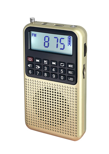 EONKO L-628 Bluetooth FM Radio with TF Card Slot Voice Recorder Flashlight LED Light Earphone Jack  Rechargeable Battery