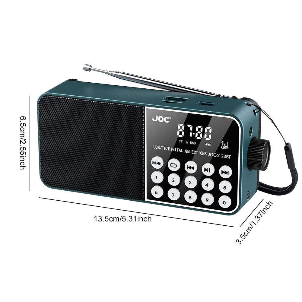 Mini Portable Radio Bluetooth-Compatible Broadcasting Player Radio LED Digital Display Stereo MP3 Player for Emergency Hurricane