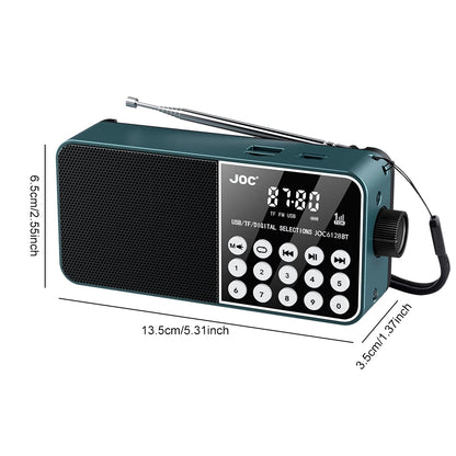 Mini Portable Radio Bluetooth-Compatible Broadcasting Player Radio LED Digital Display Stereo MP3 Player for Emergency Hurricane