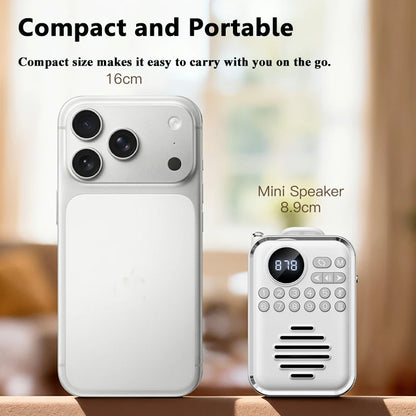 Mini Portable FM Radio HD Display Digital Radios Recevier  Wireless Bluetooth Speaker Voice Recorder Rechargeable TF Card  Playe