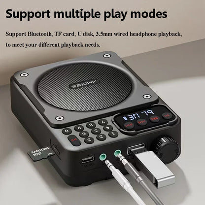 Mini Portable FM Radio Removable Rechargeable Battery Radios Receiver Bluetooth Speaker TF USB Music Player HD Voice Amplifier