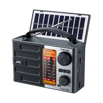 Portable Full Band Radio Solar Power FM AM SW Radios Wireless Bluetooth Music Player with Strong LED Light Rechargeable Battery