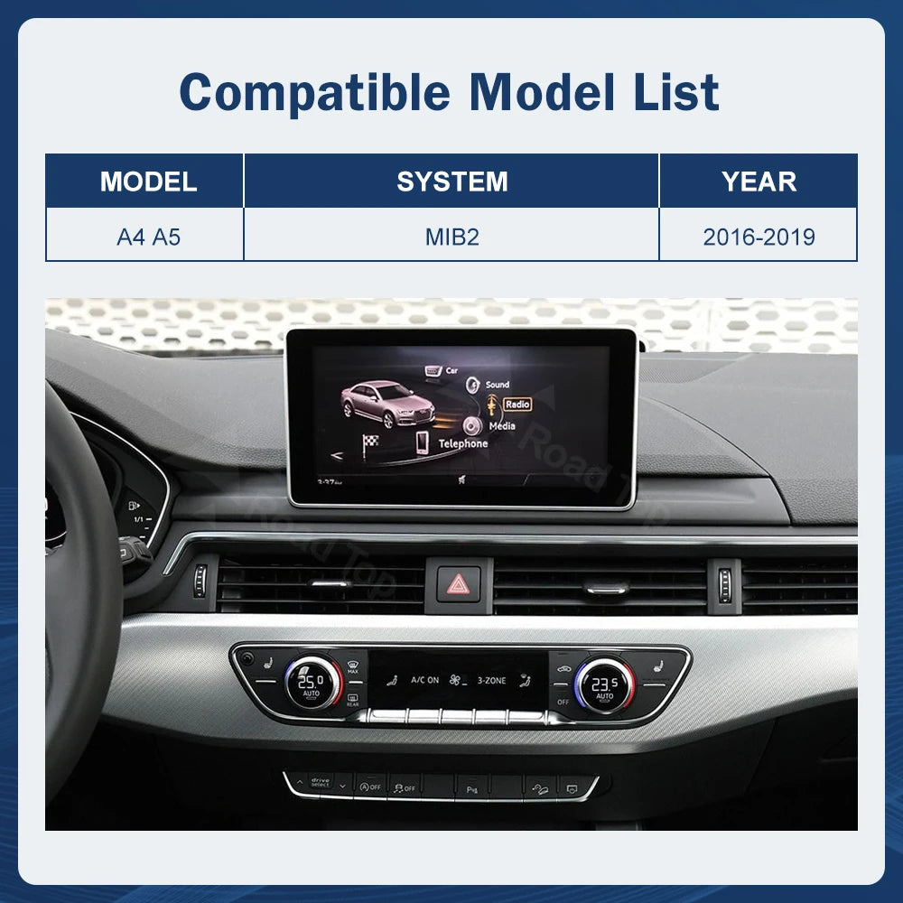 12.3inch Multimedia Display Touch Screen For Audi A4 S4 A5 S5 2014-2019 Airplay Miracast Function Wireless Carplay Android Auto