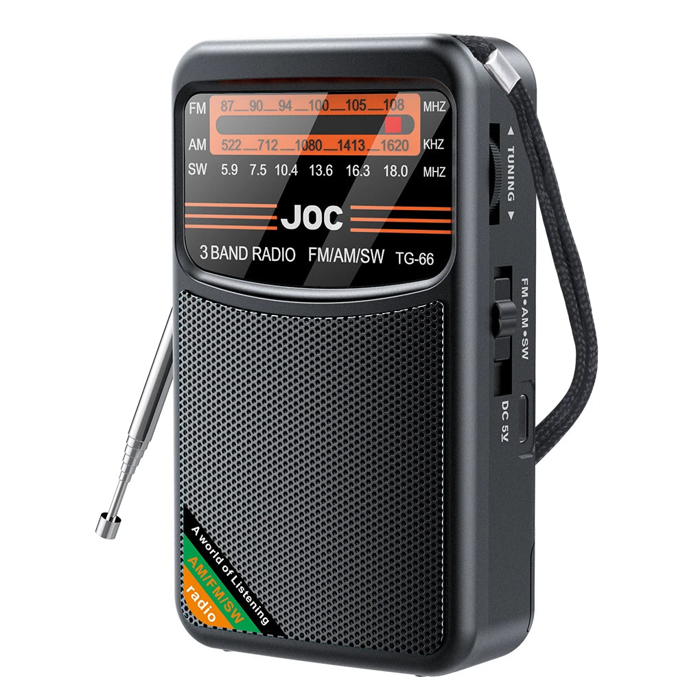 Portable Mini Full Band Radio FM AM SW Radio Built-in Speaker Emergency Pocket Radio for Indoor Outdoor Walk Jogging Gym Camping