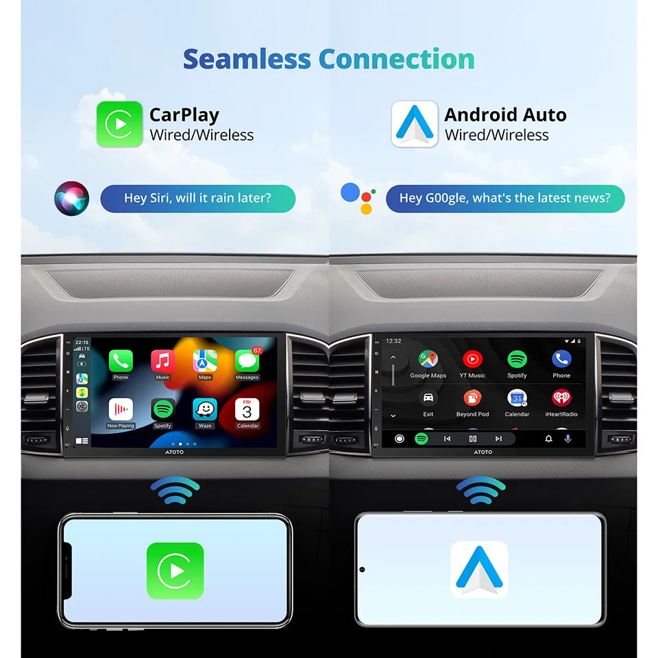 7 inch 2Din Android Car Multimedia Player Carplay Screen Android Auto Bluetooth Radio Double 2 Din Car Stereo A5 A5L Atotozone