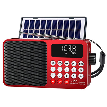Solar FM Radio Portable Bluetooth Speaker with LED Light support Recording TF Card USB Play Wireless Speaker Radio FM Receiver