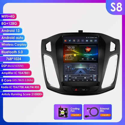 9.7"Carplay Android 13 Autoradio for Ford Focus 3 MK 3 2011-2019 Auto Multimedia player car intelligent systems radio GPS Stereo