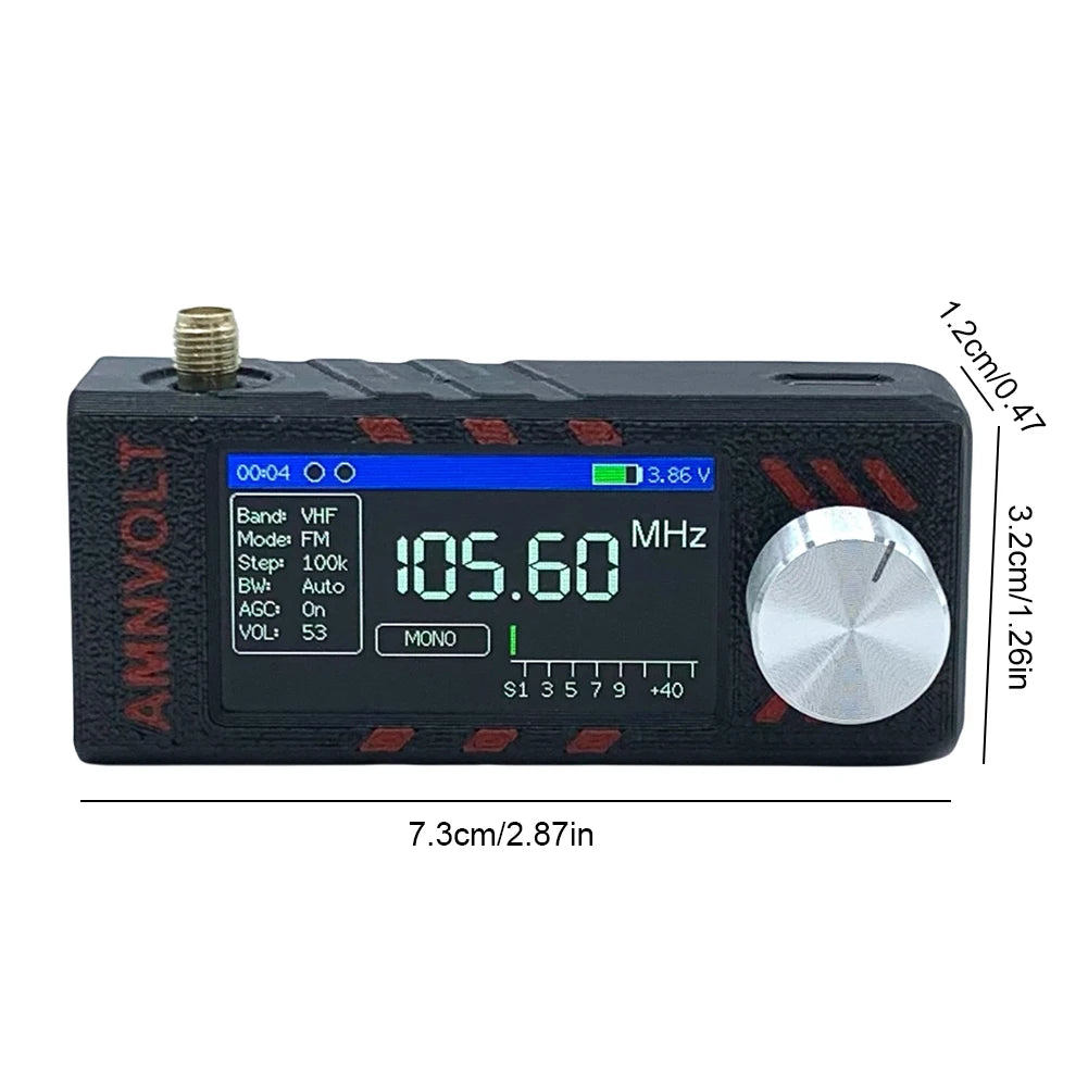 New Mini SI4732 0.5-108mhz Portable Radio LSB USB AM FM Pocket Mini Radio 1.9" IPS Screen All Band Radio Receiver with Antenna