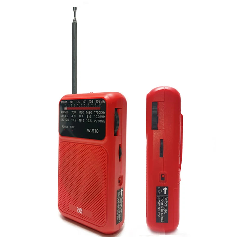 W918 Flashlight Small Full Band FM/AM/SW Emergency Survival Radio Rechargeable Portable Battery Operated Radio