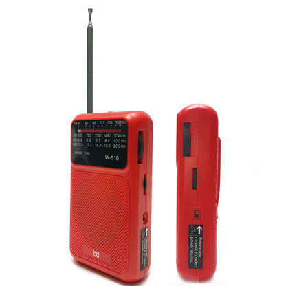 W918 Flashlight Small Full Band FM/AM/SW Emergency Survival Radio Rechargeable Portable Battery Operated Radio