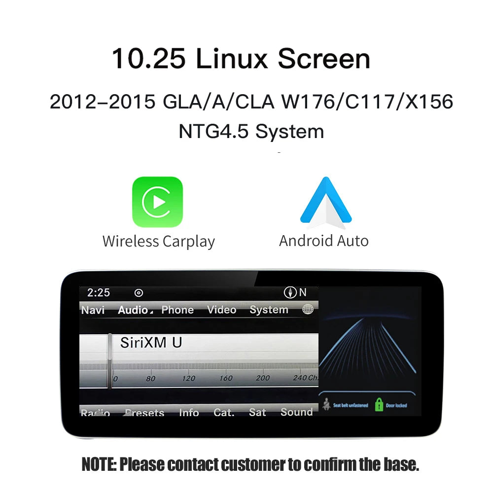 Wireless Carplay/Android Auto 12.3'' Touch screen Multimedia for Mercedes Benz NTG5.0 GLA CLA GLC W205 W176 C117 X156 W212 W167