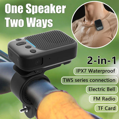 Bike Bluetooth Speakers Portable Mini FM Radio TF Card Dual Pairing Wireless Collar-clip Speaker for Cycling Hiking Camping