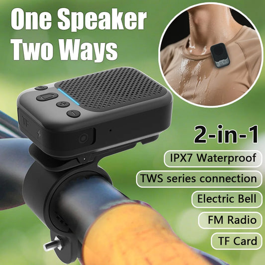 Bike Bluetooth Speakers Portable Mini FM Radio TF Card Dual Pairing Wireless Collar-clip Speaker for Cycling Hiking Camping