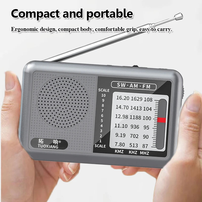 Mini Portable FM AM SW Radio High Sensitivity DSP Chip Radios Receiver Built-in Loud Volume Speaker Support 3.5mm Headphones Pla
