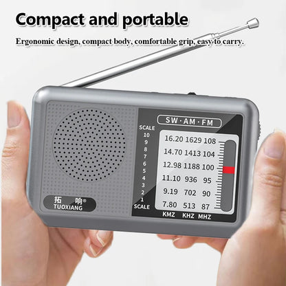 Mini Portable FM AM SW Radio High Sensitivity DSP Chip Radios Receiver Built-in Loud Volume Speaker Support 3.5mm Headphones Pla