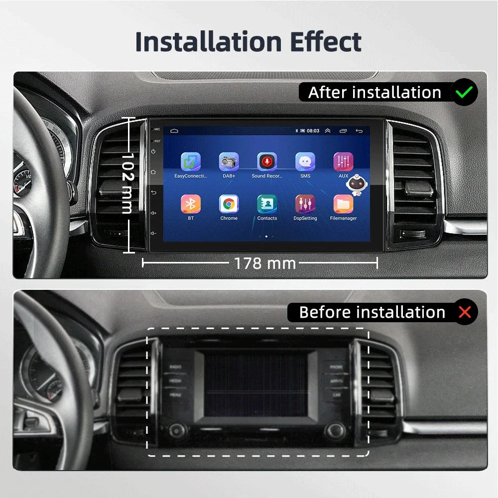 Podofo 8G 256G Car Radio GPS 2 din Android 11 Auto Carplay Universal 7" For Volkswagen Nissan Hyundai Toyota Multimedia Player