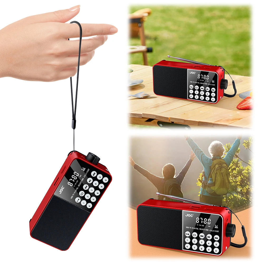 Mini Portable Radio Bluetooth-Compatible Broadcasting Player Radio LED Digital Display Stereo MP3 Player for Emergency Hurricane
