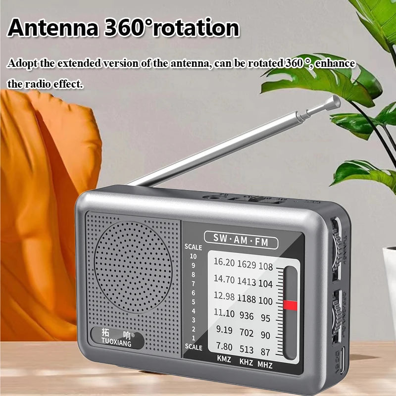 Mini Portable FM AM SW Radio High Sensitivity DSP Chip Radios Receiver Built-in Loud Volume Speaker Support 3.5mm Headphones Pla