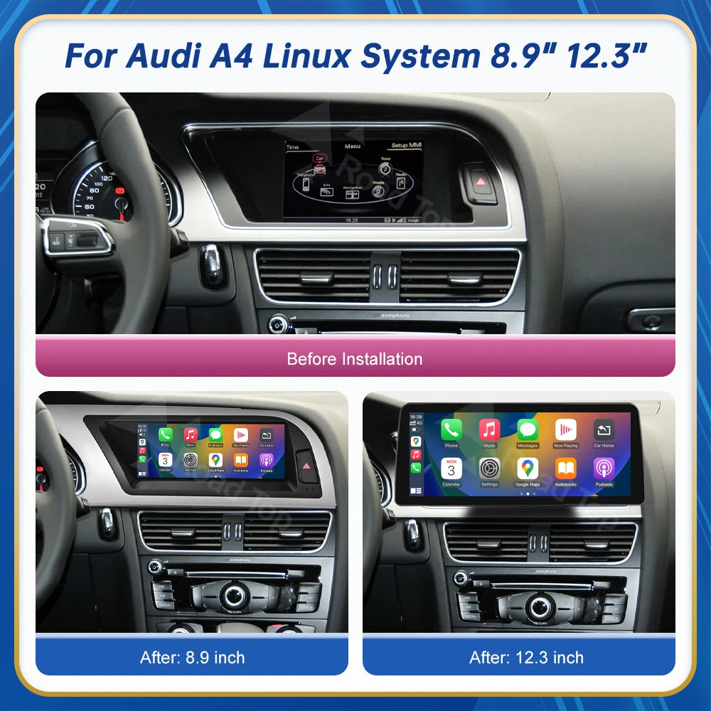 8.9 Inch 12.3'' Touch Display Multimedia Player Andriod Auto Link For Audi A4 S4 B8 2008-2016 GPS Carplay Screen Car Play