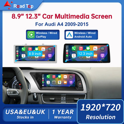 8.9 Inch 12.3'' Touch Display Multimedia Player Andriod Auto Link For Audi A4 S4 B8 2008-2016 GPS Carplay Screen Car Play