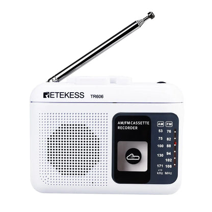 Retekess TR606 Radio FM AM Radio Cassette Playback Portable Radios FM AM Recording 3.5mm Earphone MIC Jack 2 Power Supply Method