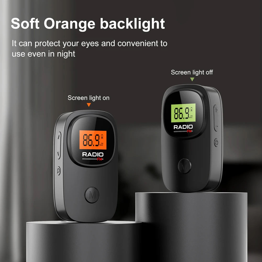 Portable Radio Digital Tuning FM Radio with Earphone Battery Operated Radio with Clip for Home Outdoor