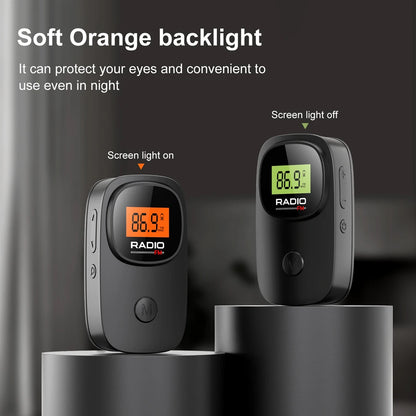 Portable Radio Digital Tuning FM Radio with Earphone Battery Operated Radio with Clip for Home Outdoor