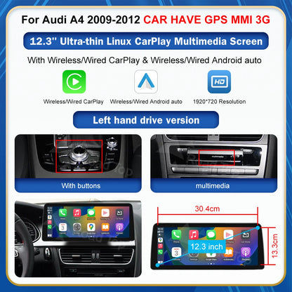8.9 Inch 12.3'' Touch Display Multimedia Player Andriod Auto Link For Audi A4 S4 B8 2008-2016 GPS Carplay Screen Car Play