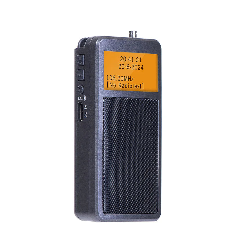 Mini Portable Bluetooth Radio Pocket DSP FM Stereo Radios Wireless Bluetooth Speaker with Alarm Clock Backlight Screen Rechargea