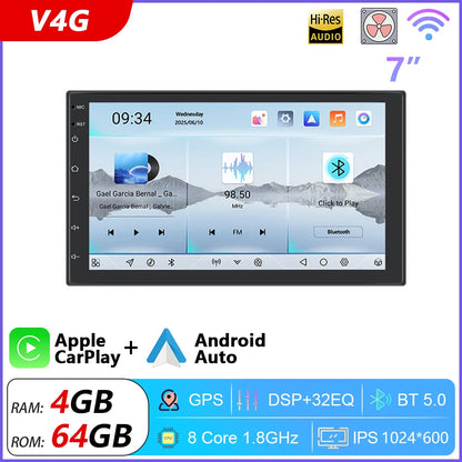Podofo 8G 256G Car Radio GPS 2 din Android 11 Auto Carplay Universal 7" For Volkswagen Nissan Hyundai Toyota Multimedia Player