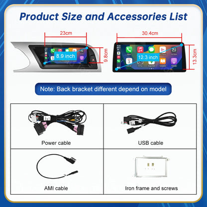 8.9 Inch 12.3'' Touch Display Multimedia Player Andriod Auto Link For Audi A4 S4 B8 2008-2016 GPS Carplay Screen Car Play