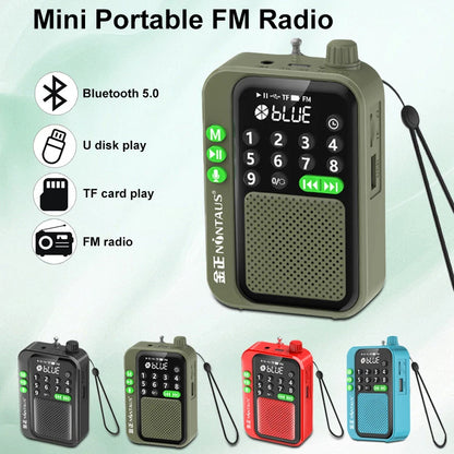 Portable Mini FM Radio for TF Card U Disk Music MP3 Player Support HD Rcording Reception Radios 5W Wireless Bluetooth Speaker